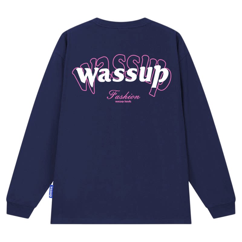 WASSUP美式重磅圆领长袖T恤潮牌