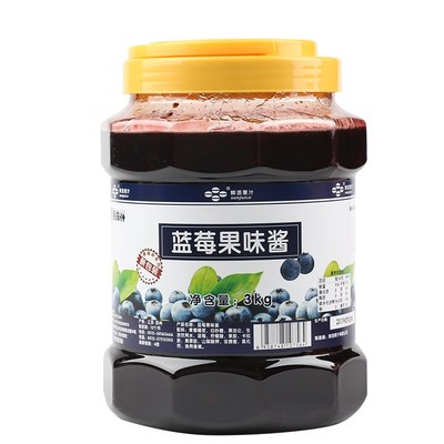 鲜活蓝莓果酱3kg 黑森林蓝莓果粒酱 刨冰冰沙专用蓝莓味果酱