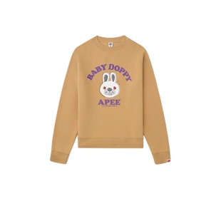 APEE女装秋冬卡通兔子字母印花纯色圆领卫衣F144A5P