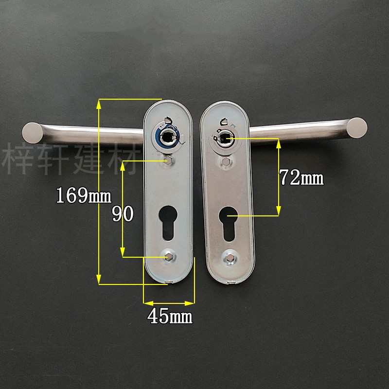 72型不锈钢门双向双弯圆管连体把手 室内房门防火门锁葫芦孔执手