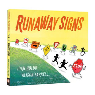 英文原版 Runaway Signs 逃跑的路牌 精装 趣味识路标 趣味图画故事书 亲子共读儿童绘本 英文版 进口英语原版书籍