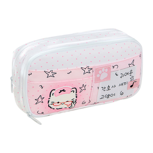 星星波点小猫笔袋高颜值ins风女孩小学生文具盒大容量简约小众铅笔盒多巴胺可爱2025新款小清新多功能文具袋