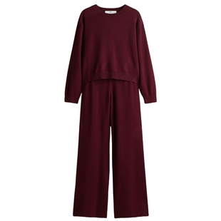 HM童装儿童女童套装两件式春季细密深红色针织慢跑裤1305811