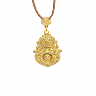 老铺古法黄金包银人生四美满钻葫芦吊坠男士镂空项链女挂坠毛衣链