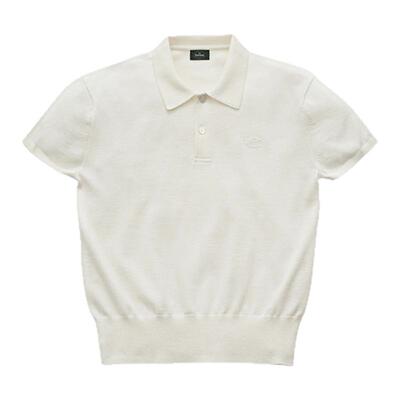 【现货】GROVE EDGE针织短袖女新款韩版刺绣修身翻领纯色POLO衫