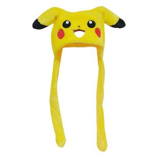 正版皮卡丘耳朵能动的帽子可爱卡通比卡丘一捏会动的网红耳朵帽子