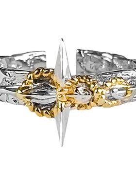 金箔十字架戒指男高街个性食指