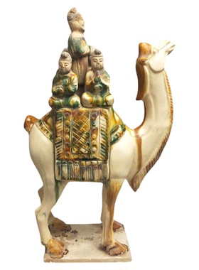 唐三彩骆驼陶瓷摆件五人驼装饰品
