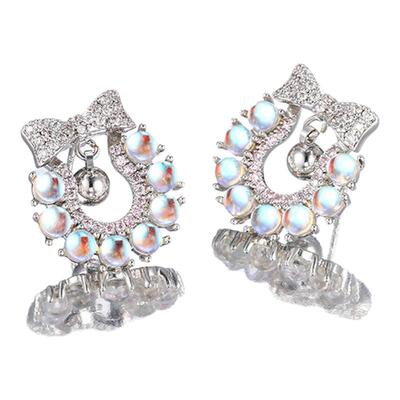 旭平【甜甜圈】少女心梦幻灵动铃铛蝴蝶结耳钉清透感轻奢耳饰GDW