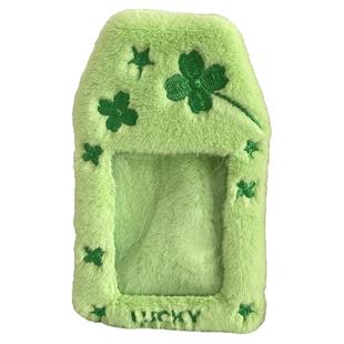 小红书四叶草同款幸运照片卡套毛绒御守收纳追星小卡立得挂件