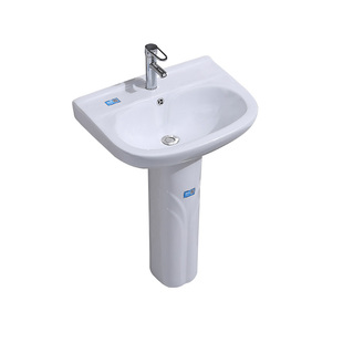 三孔双孔立柱盆陶瓷落地式洗脸盆厕所洗手盆卫生间阳台一体式台盆