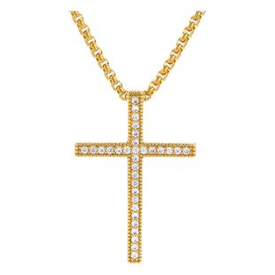 GRGR 18K金色镶钻十字架项链男嘻哈百搭美式满钻吊坠女锁骨链ins