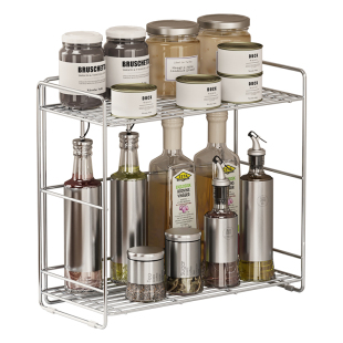 304不锈钢转角调料品置物架厨房台面窄边油盐酱醋收纳双层调料架
