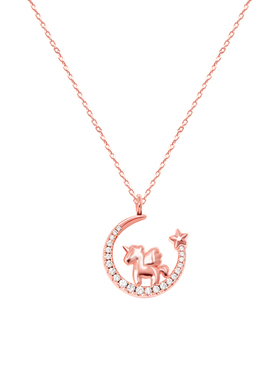 月亮独角兽锁骨链告白礼物送女友