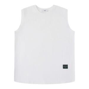 LES帅T小袖口背心260克重磅白色不漏不透无袖t恤男女砍袖上衣百搭