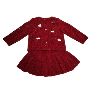 女童加绒套装裙子两件套初中生女孩冬装2025新款加厚儿童衣服大童