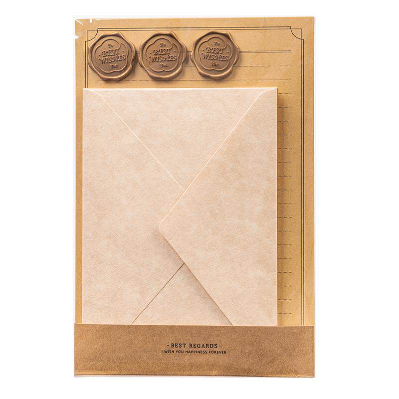 得力火漆印信封复古信纸加厚牛皮纸套装文艺情书情侣手写信专用贺卡明信片浪漫生日成人礼物送女男友谢老师