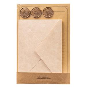 得力复古信封信纸加厚牛皮纸套装文艺情书情侣手写信专用贺卡明信片浪漫生日成人礼物圣诞节日送女男友谢老师