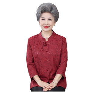中老年衬衣女奶奶夏装衬衫老人高档衣服老年妈妈婚礼喜婆婆春秋装