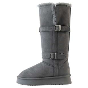 「鞋登」8cm两穿长筒雪地靴女2025新款厚底毛毛加绒加厚高筒棉鞋