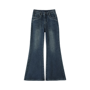 加绒微喇牛仔裤女2026新款冬季加厚高腰阔腿直筒显瘦不贴腿喇叭裤