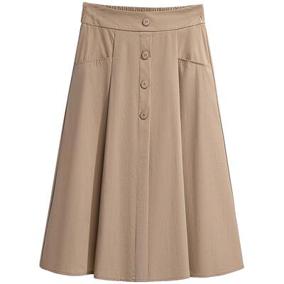 时尚显瘦简约通勤a字裙中长伞裙