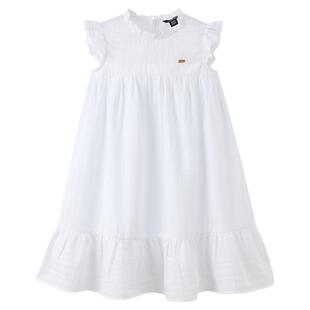 【100%棉】eland kids衣恋童装女童连衣裙26夏新品法式白色公主裙