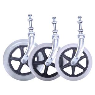 轮椅前轮总成实心轮椅轮子前叉前轮支架万向前轮转向轮碗轴承配件