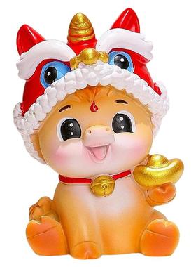 创意可爱国潮醒狮马家居桌面小摆件摆件办公室桌面卡通公仔装饰品