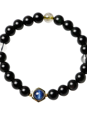 天然水晶黑曜石生肖猪鼠生辰石手链