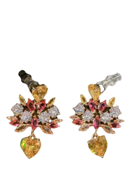 凤凰羽毛彩虹宝石项链 凤仪万千 镀18K金 落日黄水滴锆石耳环套装