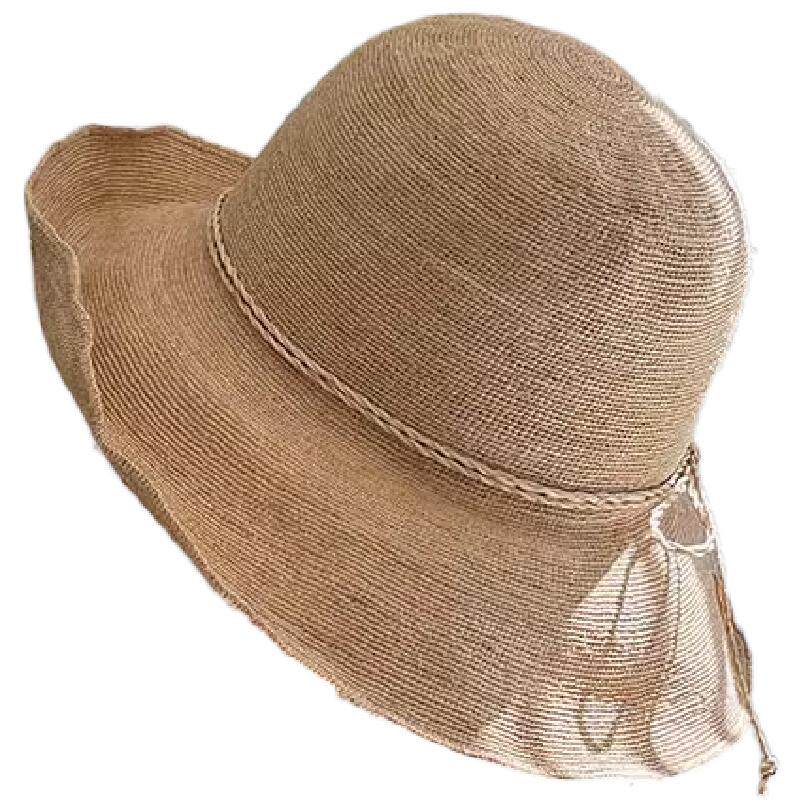 日系手工编织拉菲草帽子女夏季