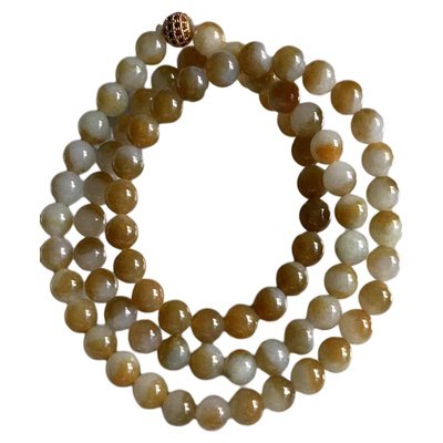 缅甸翡翠项链黄色黄翡项链7.7mm