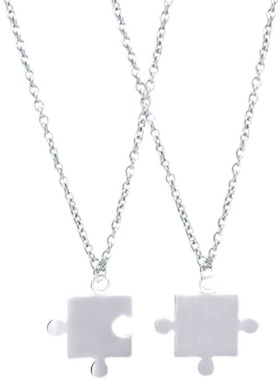 520个性拼图情侣项链潮嘻哈钛钢