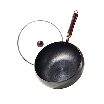 Redchef大肚铁锅不粘锅家用炒锅氮化精铁无涂层炒菜锅电磁炉燃气