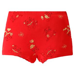英氏儿童内裤男童女童本命年平角底裤新年套装红色四角裤抗菌短裤