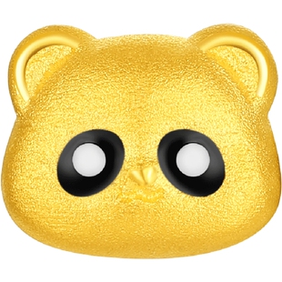 潮宏基趣玩足金耳钉黄金鎏彩熊猫萌爪小花竹叶耳饰女礼物单只计价