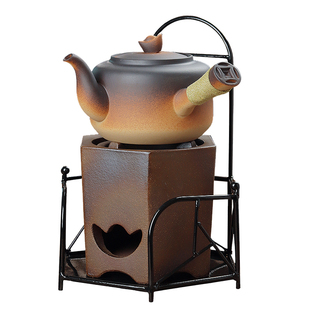 棉小城炭电两用柴烧六角碳炉复古烧水壶家用陶土炭火炉煮茶侧把壶