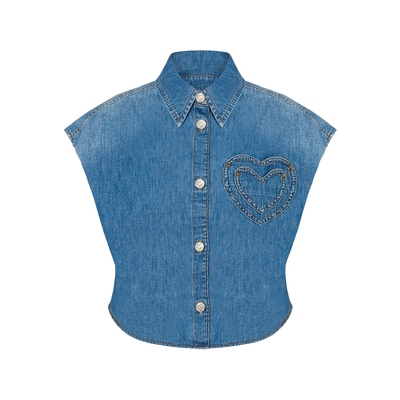 【惊喜特惠】M05CH1N0 JEANS   女士心形口袋纯棉衬衫  MOSCHINO