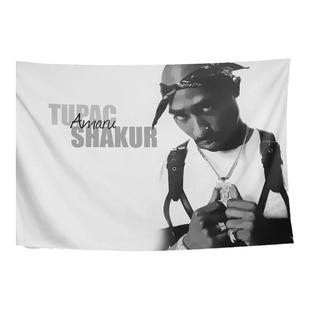 2pac图派克欧美说唱嘻哈歌手同款写真墙布装饰背景布海报挂布挂毯
