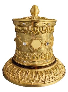 手动指捻转筒民族风铜莲花底座