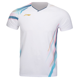 2025新款李宁羽毛球服短袖比赛球衣男女款国际球星大赛服AAYV165