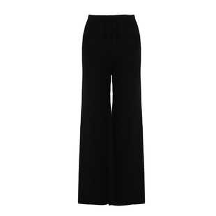 DPLAY2025年秋季新款黑色裤子女含羊毛气质长款直筒运动休闲裤