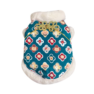 狗狗衣服秋冬款新年旗袍马甲宠物大花袄猫咪泰迪比熊冬装过年喜庆