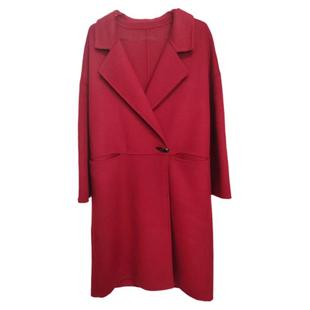 2025新款双面羊绒红色呢子大衣新年战袍圣诞毛呢外套女秋冬高级感