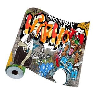 自粘壁纸嘻哈街舞装饰画酒吧复古音乐街头服饰沙发背景墙涂鸦墙画