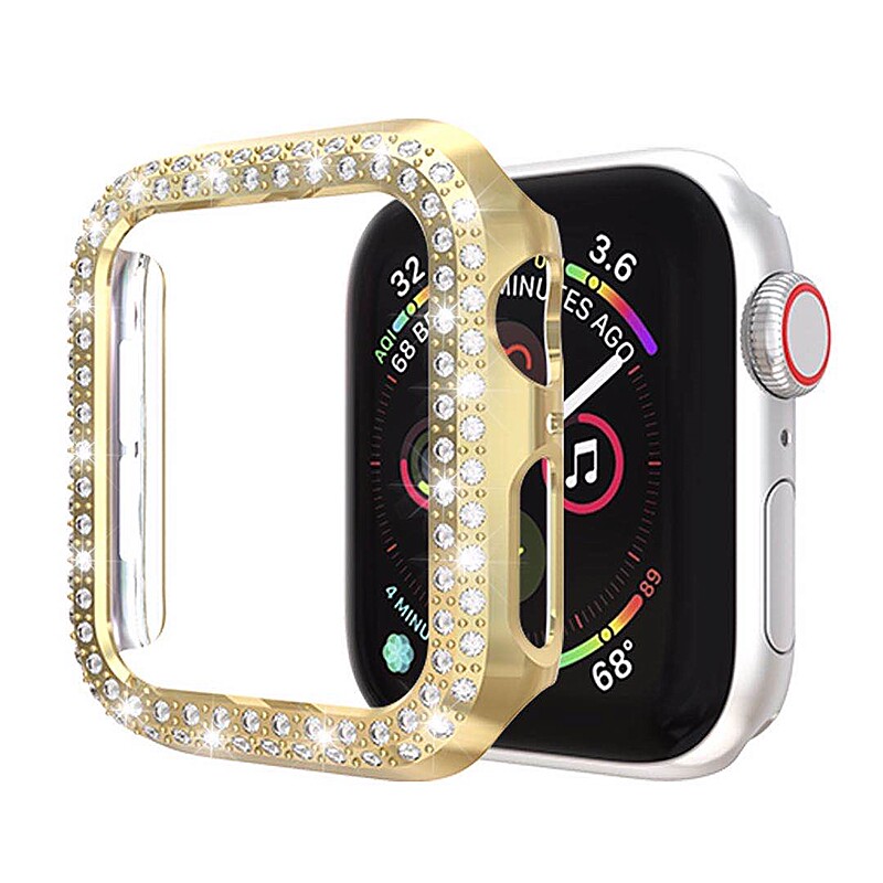 适用苹果11手表iwatch6789代保护套电镀10表壳镶钻边框超薄防摔SE
