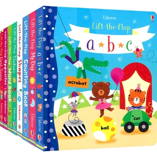 Usborne Lift-the-flap ABC Shapes Numbers  尤斯伯恩幼儿翻翻书 英文字母 数字 形状 加法 反义词 单词 认知启蒙 英文原版