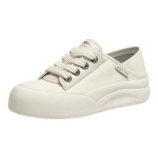 红蜻蜓小白鞋女款春秋女鞋鞋子丑萌厚底增高板鞋脚踩可两穿休闲鞋