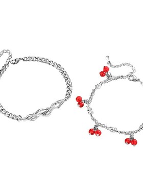 纯银情侣手链一对七夕送男女友